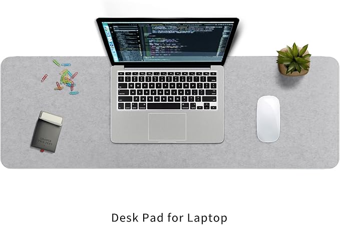 DawnTrees Felt Desk Pad,Keyboard Mat (35.8x11.8Inches),Large Felt Mouse Pad,Computer Desk Mat XL,Desk Protector for Office (Light Gray)