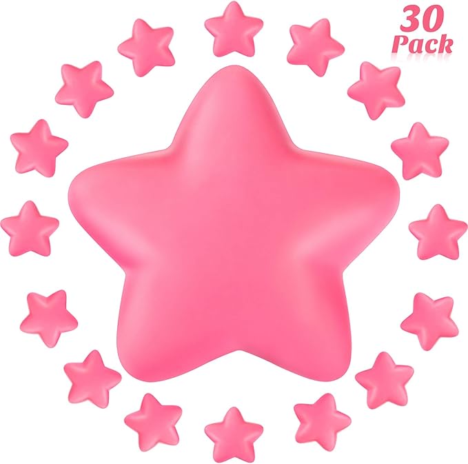 30 Pieces Star Stress Ball Bulk Mini Foam Stress Relief Ball for School Carnival Reward, Student Prizes, Party Bag Fillers