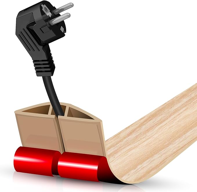 Floor Cord Cover Self Adhesive Cord Hider,3.3FT Cable Management, Extension Strip Protector for Wires, Prevent Cable Trips for Offices, Gyms, Exhibitions Cavity:0.39"(W) x0.27(H) WoodLightyellow