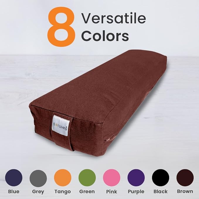Sol Living Yoga Bolster Pillow Rectangular Meditation Cushion Cotton Meditation Accessories for Restorative Yoga Meditation Pillow Yoga Pillow Firm Body Pillow Bolster Pillow for Legs Removable Cover