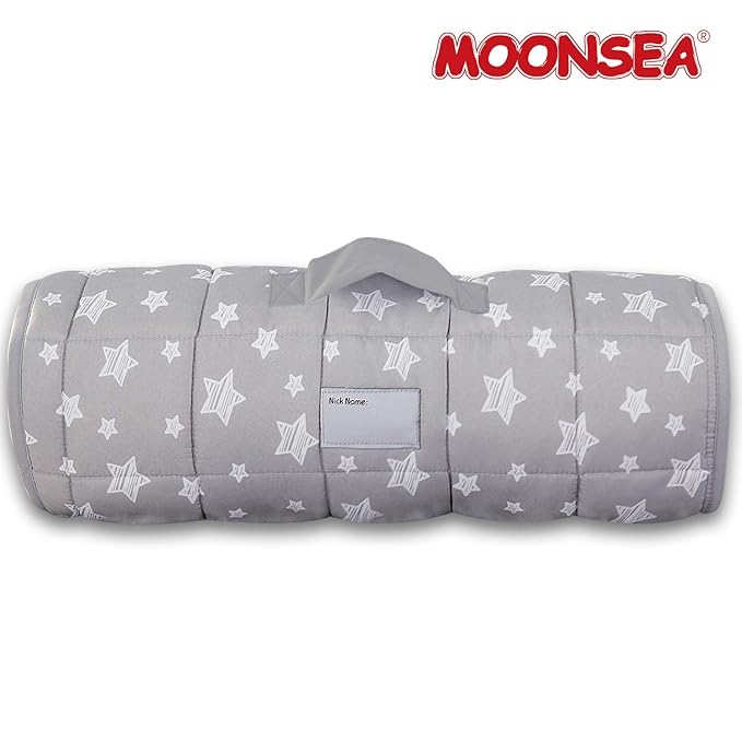 Moonsea Toddler Nap Mat with Fleece Minky Blanket, Lightweight, Soft Perfect for Kids Preschool, Daycare, Travel Sleeping Bag Boys and Girls, 21" x 50" Fit Standard Cot