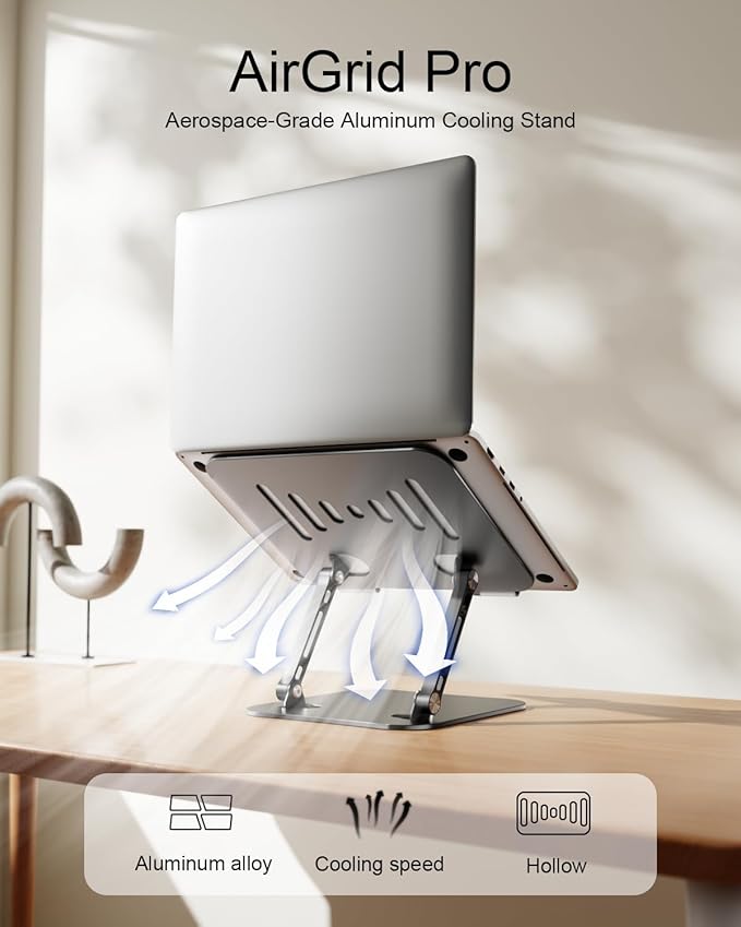 Laptop Stand Adjustable MacBook Stand for Desk Aluminum Notebook Holder Ergonomic Computer Riser Portable Desktop Stand Compatible with All MacBook Notebook Laptop 10-17 Inch