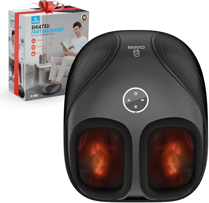 Shiatsu Foot Massager with Heat,Compression Kneading Rolling Feet Massager for Plantar Fasciitis,Neuropathy Massage for Foot Pain Relax at Home,Office, Gifts for Dad, Mom, Presents