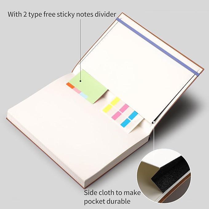 AHGXG College Ruled Notebook A4-320 Pages Large Journal 8.5''×11'', Thick Notebooks for Note Taking, 100gsm Thick Paper, Leather Softcover, for Women Men - Purple