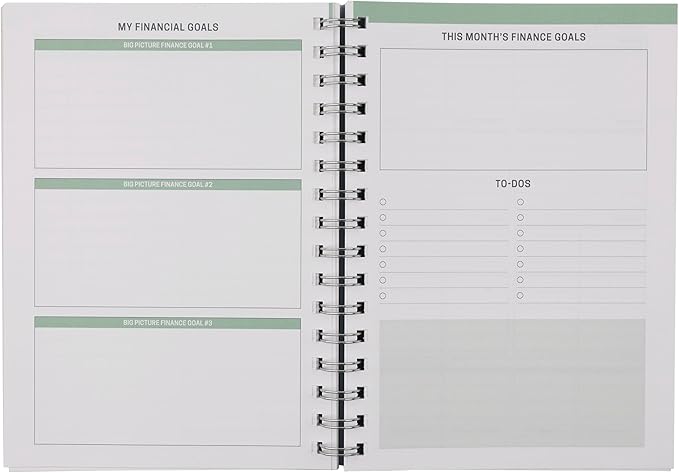 Erin Condren Inspired by Erin Condren Budget Planner, 12-Month Undated Spiral Financial Planner, Compact A5 Monthly & Weekly Budget Tracker with Layers Cover