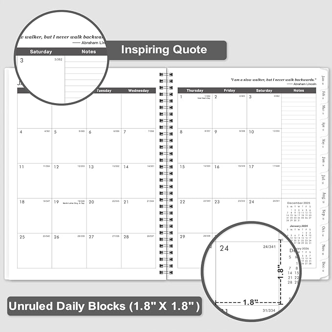 2026-2028 Monthly Planner/Calendar - January 2026 - December 2028, 3 Year Months Planner 2026-2028, 9'' x 11'', 36 Monthly Tabs, 2-Side Pocket, Gray