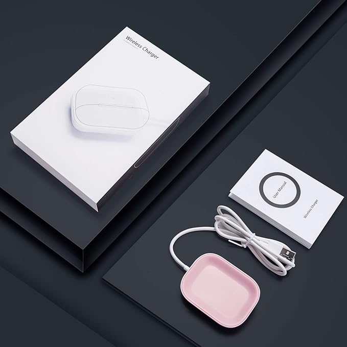 for Airpod Charger, Designed Wireless Charger for Airpods 4(ANC)/3rd/2nd Gen, for New AirPod Pro 3 (2025)/ 2nd Gen, Wireless Earbuds, Slim & Compact for Travel Home Office, Pink