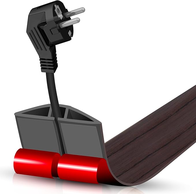 Floor Cord Cover Self Adhesive Cord Hider,3.3FT Cable Management, Extension Strip Protector for Wires, Prevent Cable Trips for Offices, Gyms, Exhibitions Cavity:0.39"(W) x 0.27"(H) Black Wood