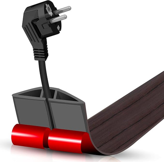 Floor Cord Cover Self Adhesive Cord Hider,3.3FT Cable Management, Extension Strip Protector for Wires, Prevent Cable Trips for Offices, Gyms, Exhibitions Cavity:0.39"(W) x 0.27"(H) Black Wood