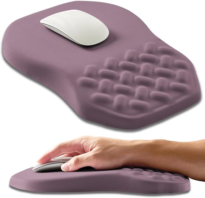 Ergonomic Slope Mouse Pad Wrist Support, Wrist Rest Mousepad for Carpal Tunnel Pain Relief with Massage Bulge and Slow Rebound Memory Foam (12x8 inch, Purple)