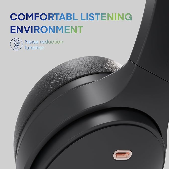 M3 Hybrid Active Noise Cancelling Headphones, Wireless Over Ear Bluetooth Headset, 30H Playback Time, High-Resolution Audio, Bass, Memory Foam Earplug, Suitable for Home Office Travel