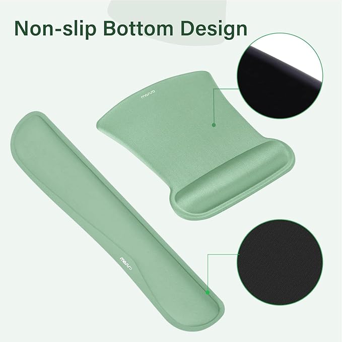MOSISO Keyboard Mouse Pad Set, Large Gaming Mousepad&Keyboard Wrist Rest&Mouse Wrist Rest&Coaster, Ergonomic Non-Slip Mousepad&Easy Typing Cushion with Memory Foam for Home Office, Emerald Green