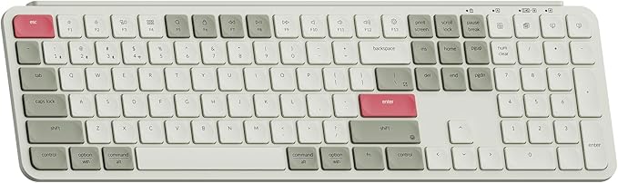 Keychron B6 Pro Ultra-Thin Wireless Keyboard, Full-Size ZMK with Numeric Keypad Quiet Typing, 2.4 GHz/Bluetooth 5.2/Wired Connection Long Battery Life, Compatible with Mac Windows Linux - Retro Red