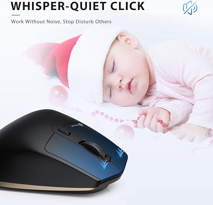 iClever Wireless Mouse with Bluetooth or USB Receiver, 5 Adjustable 2400DPI Rechargeable Computer Mice, Wireless Mouse for Laptop, iPad, MacBook, Tablet, PC