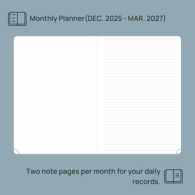 POPRUN Monthly Planner 2026-2027 (Large-8.25'' x 11.75''), 16 Months Calendaer (Dec 2025-Mar 2027) Appointment Book with Stair Tabs, Inner Pockets, Pen Holder, PU Leather Softcover - Brown