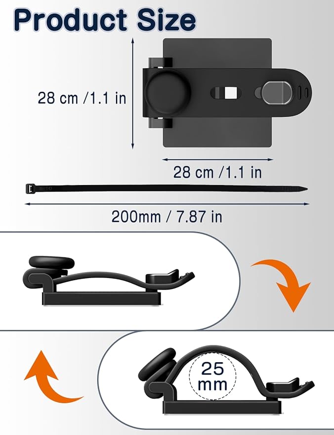 10-Pack Adjustable Cable Clips,Viaky Cable Management,Under Desk with Adhesive Mounts Cable Ties,Multi-Purpose Cable Tidy Clips,Cord Holders for Hanging Desk Car Wall