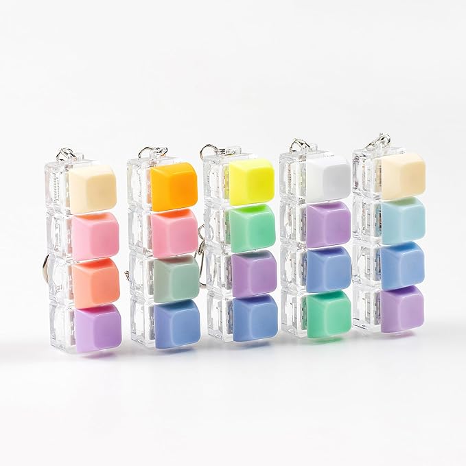 5Pcs Keyboard Fidget Toy, Colorful Loud Fidget Keyboard Keychain 4-in-1 Keyboard Clicker Fidget Toy Stress Relief, Fidget Sensory Fun Toys for Anxiety Decompression