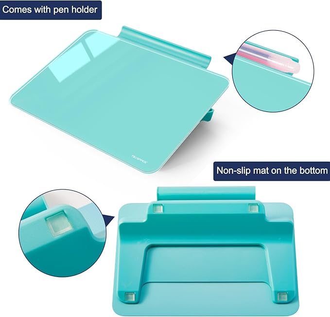 TSJ OFFICE Small Desktop Whiteboard - Glass Dry Erase Board 8 X 6 Inches Tabletop Easel Whiteboard with Stand, Desk Board Buddy for Artist, Teacher and Student