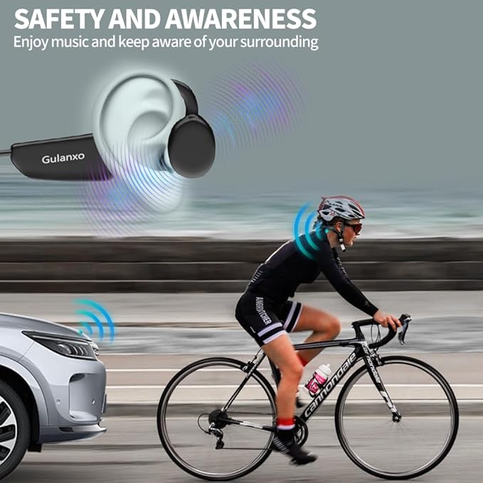 Open Ear Headphones, Open Wireless Earphones, 15HBluetooth Playback 5.3 Sports Earphones, Built-in Microphone, Suitable for Sports Running,Exercise (Deep Black)