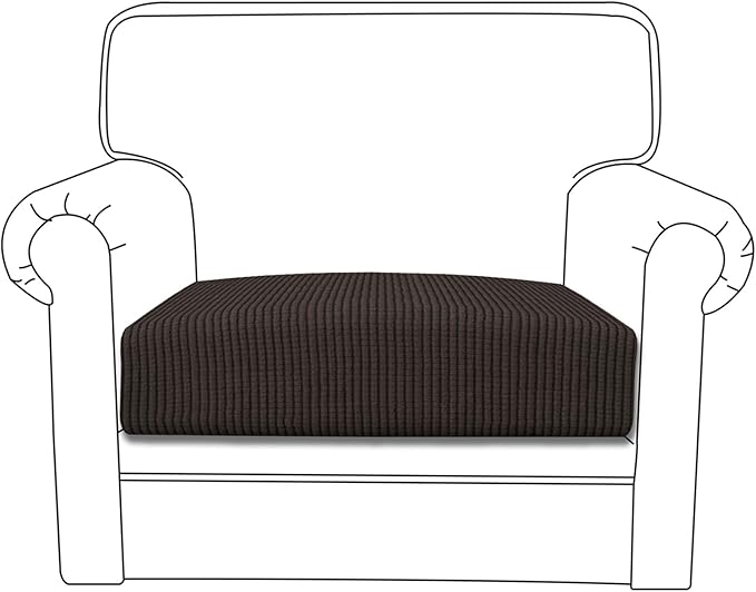 Easy-Going Stretch Chair Cushion Cover Sofa Cushion Furniture Protector Sofa Seat Sofa Slipcover Sofa Cover Soft Flexibility with Elastic Bottom(Chair Cushion, Chocolate)
