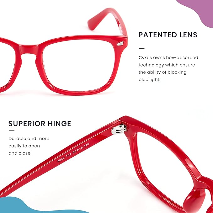 Cyxus Blue Light Glasses for Men Women Reduce Eye Strain UV Blocking for Computer Screen 8082