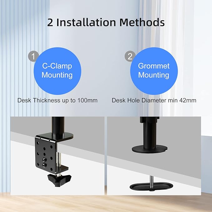 Suptek Single Monitor Arm Desk Mount Fully Adjustable Monitor Stand for 1 / One Screen up to 32 inch Extra Tall 31.5 inch Pole,Black (MD6821)