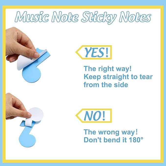 24 Pack Music Notes Sticky Notes 6 Colors 3 x 3 Inch Sticky Notepads Colorful Sticky Memo Pads for School Classroom Office Party Decor Supplies, 480 Sheets