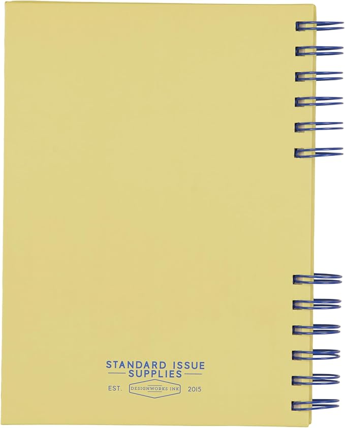 DesignWorks Ink Standard Issue Notebook No. 12 – 6" x 8.25" Undated Daily Planner & Writing Journal, 192 Lined Pages, Elastic Pen Holder, Small Notebook for Work & Journaling - Cobalt/Citron