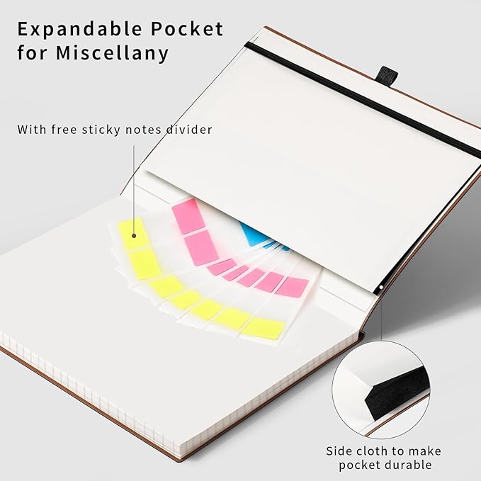 AHGXG Graph Paper Notebook - Grid Notebook Journal, 120 GSM Thick Graph Paper, Large B5 Notebook 96 Pages, Leather Softcover, for Graphing, Writing, Math, Engineering, 7.6'' X 10'' - Black