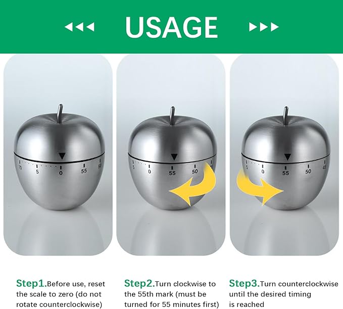 Mechanical Kitchen Timer, Cute Wind Up 60-Minute Manual Countdown for Kids, Classroom, Home, Study and Cooking