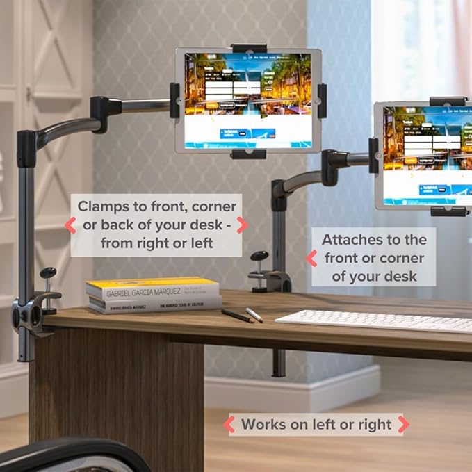 LEVO G2 Clamp on Tablet Holder for Desk: iPad Holder Stand, Kindle Holder, iPad Desk Mount, Premium