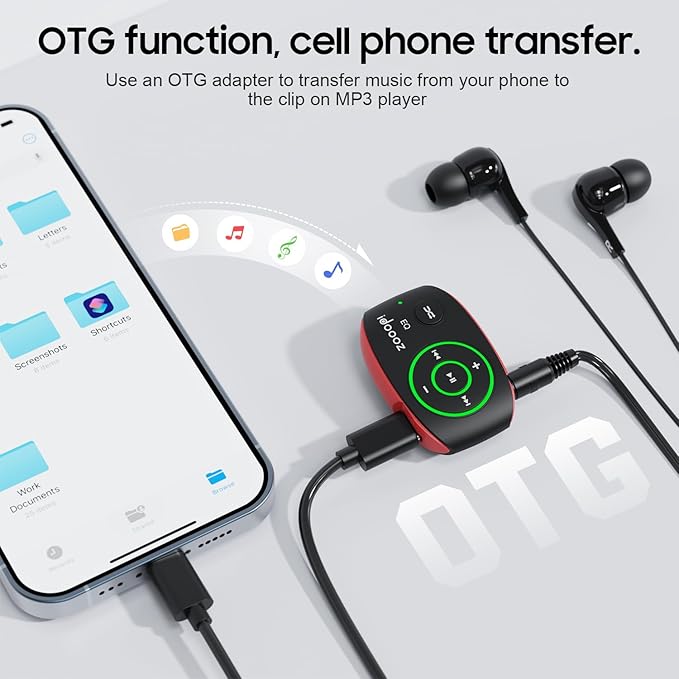 Mp3 Player with LED Light,idoooz X2 8GB Mini Mp3 Music Player,Clip Mp3 Player for Sports,Gym,Jogging,Running,Lossless Sound Quality