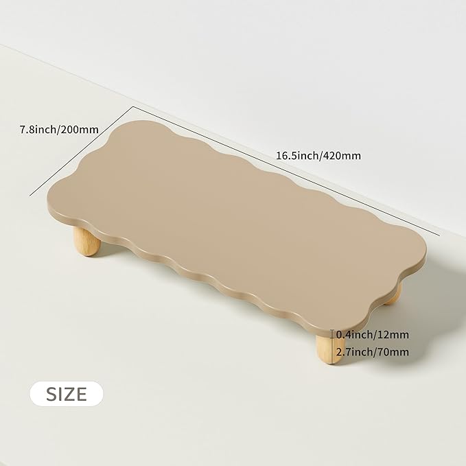 Monitor Stand Riser,Cookie-Shaped Sturdy Wood Computer Monitor Stand, Monitor Stand Riser, Multi-Purpose Desktop Organizer Riser for Computer,Laptop,Printer,TV,khaki