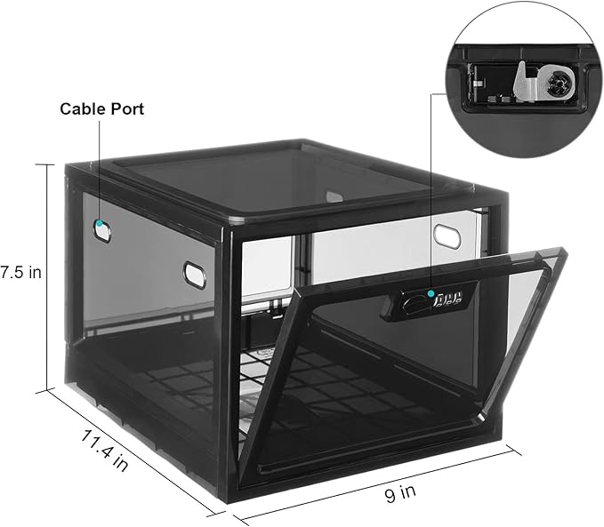 Medicine Lock Box for Safe Medication, Clear Lockable Storage Box for Phone Tablet Office School Home Safety