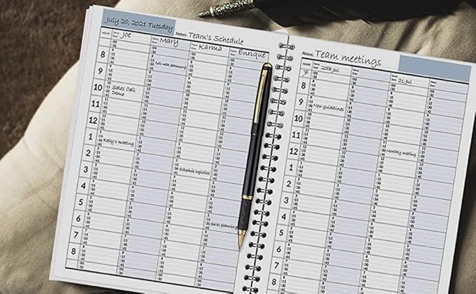 Appointment Book, Schedule Planner by StriveZen, 2025 2026, Daily, Hourly, 15 Minutes Increments, Weekly Scheduling, 7" x 8-3/4", Pockets, 128 Pages, HARDCOVER, UNDATED