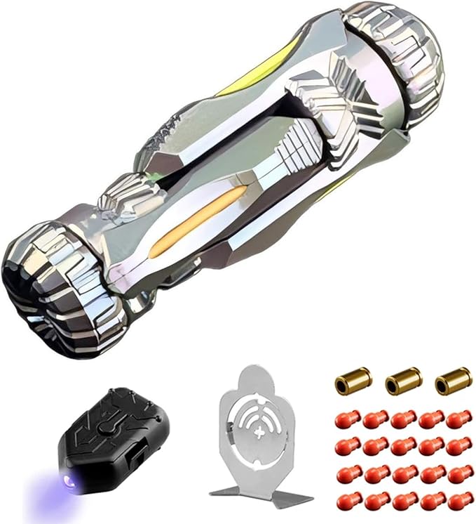 SKEDC Fidget Toys Adults, Alloy Fidget Slider Fidget Clicker Fidget Spinner, EDC Laucher Toy ADHD Tools Executive Desk Toy for Keep Focus & Relief Stress, Cool Gadgets for Men (Night Light Silver)