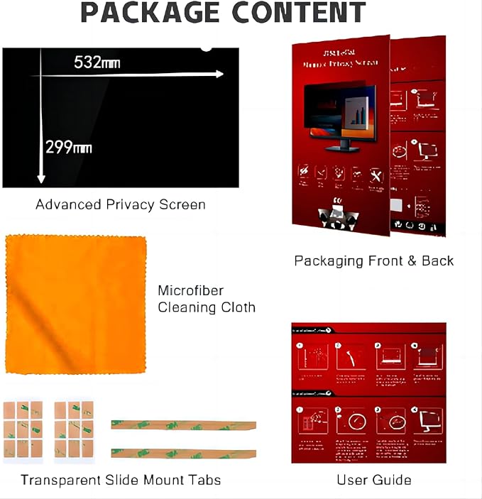 24 Inch Computer Privacy Screen for 16:9 Aspect Ratio Widescreen Monitor, Eye Protection Anti Glare Blue Light Computer Monitor Privacy Filter, Removable Anti-Scratch 24in Protector Film