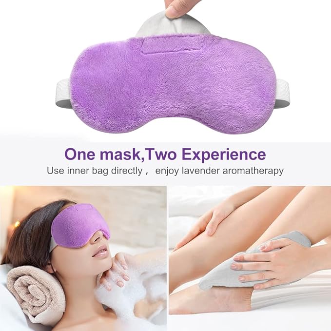Umisleep Lavender Eye Mask, Aromatherapy Weighted Sleep Mask for Dry Eyes Men Women, Microwave Heated Hot Therapy Eye Cover Moist Compression Pain Relief, Pillow for Puffy Eyes, Sinus Pain, Purple