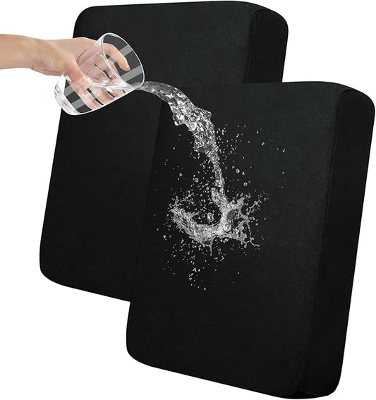 Easy-Going 100% Waterproof Chair Sofa Seat Cushion Slipcovers Couch Cushion Cover Stretch Furniture Protector for Kids, Pets (2-Piece Loveseat Cushion, Black)