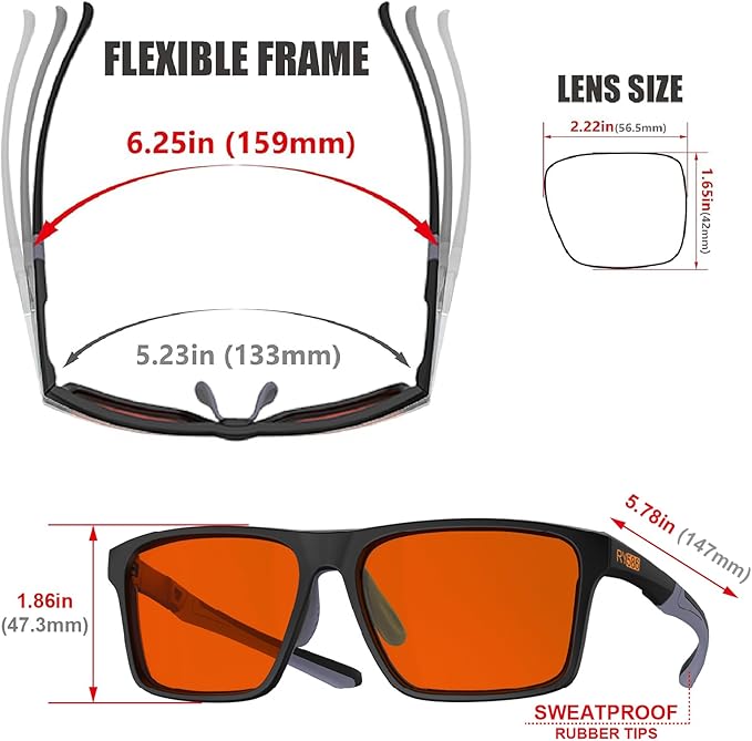 HD Premium Sleep Glasses P1AS 99.9% Blue Light Blocking Gaming Computer Screen Glasses Reduce Eyestrain & Glare High Contrast Definition UV580 nm