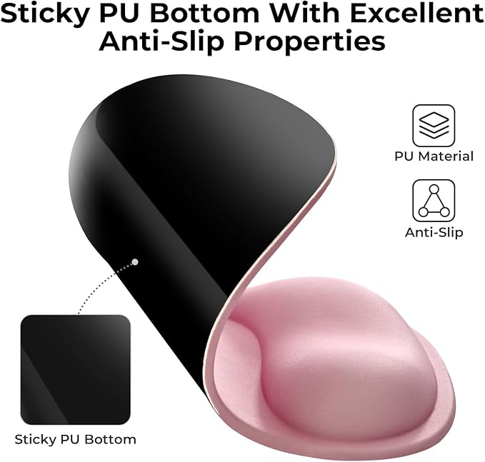 EooCoo Ergonomic Mouse Pad with Gel Wrist Rest Support Middle Concave Design, Relieve Wrist Pain Mousepad, Non-Slip Base for Laptop, Computer, Office Desk Accessories for Women, Carpal Tunnel Syndrome