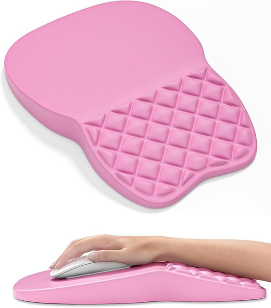Auhoahsil Ergonomic Mouse Pad with Wrist Rest, Comfortable Slope Computer Mouse Mat with Wrist Support, Memory Foam Filling, Non-Slip Silicone Base, Pain Relief, for Gaming & Work, 8 x 12 in, Hot Pink