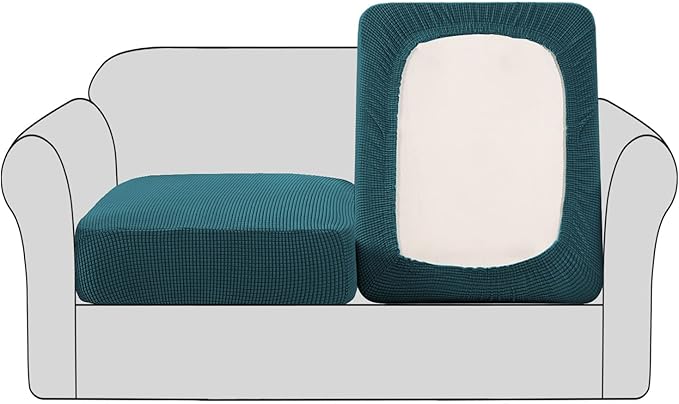 H.VERSAILTEX High Stretch Couch Cushion Covers,Chair Sofa Seat Slipcovers Couch Cushion Cover Stretch Furniture Protector for Kids, Pets(2 Packs Cushion Loveseat Covers, Deep Teal)