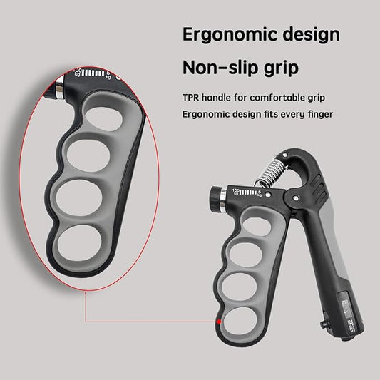 Grip Strength Trainer, Hand Grip Strengthener, Forearm Strengthener, Adjustable Resistance 11 Lbs - 220 Lbs, Ergonomic Design