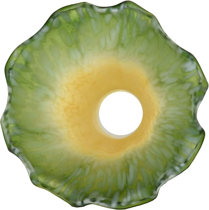 Bieye LS15S Lily Flower Blown Glass Lampshade (Yellow Green, Opening I.D. 0.87" x O.D. 1")