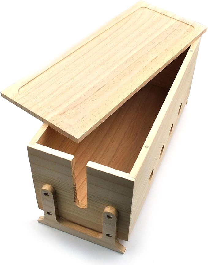 Large Cable Management Box, Wood Cord Hider Box & Organizer for Power Strip Hider Cable Storage for Office, TV Wires, Desk Cord Organizer, 14.2" x 6" x 6.3", Natural, Wood
