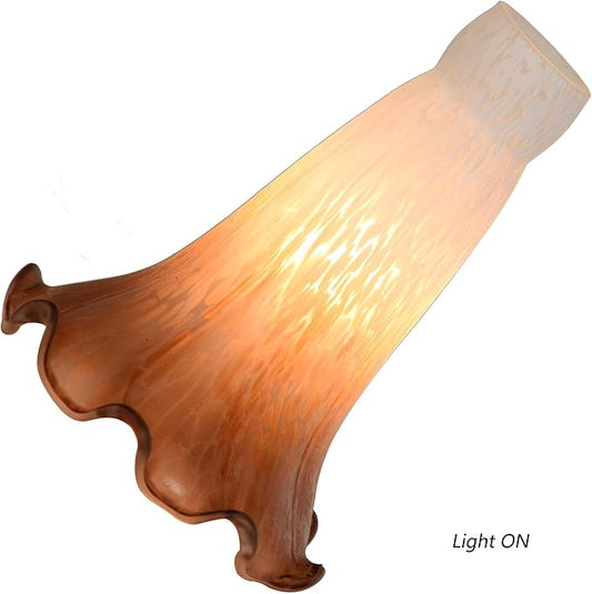 Bieye LS09S Lily Flower Blown Glass Lampshade (White Brown, Opening I.D. 0.87" x O.D. 1")