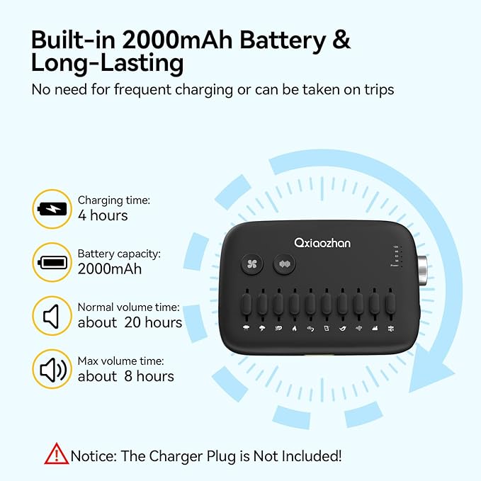 White Noise Sound Machine with 30 Soothing Sounds, Slide-Rail Button Design for DIY Scene Modes, Rechargeable & Portable Sleep Sound Machine for Adults, Baby, Kids, Travel, Gifts (Black)