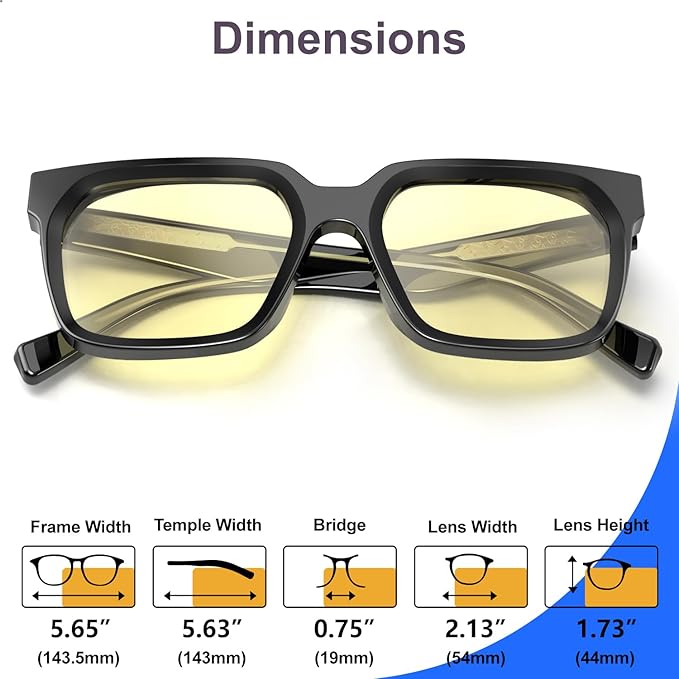 VISOONE Gaming Glasses Blue Light Blocking Oversized Square Computer Eyewear Men Women Cougar