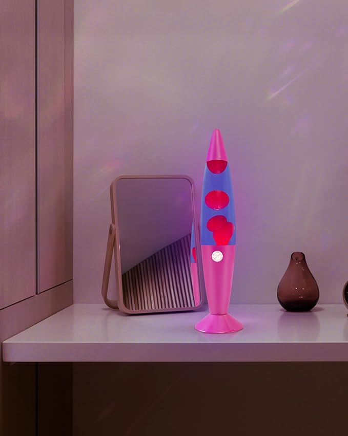 16-Inch Liquid Motion Lamp- Pink Base, Purple Liquid, Pink Wax, Beautiful Magma Lamp with 2 packs bulbs for Adults Kids, Night Light for Boys Girls Present Home Bedroom Office Living Room Decor